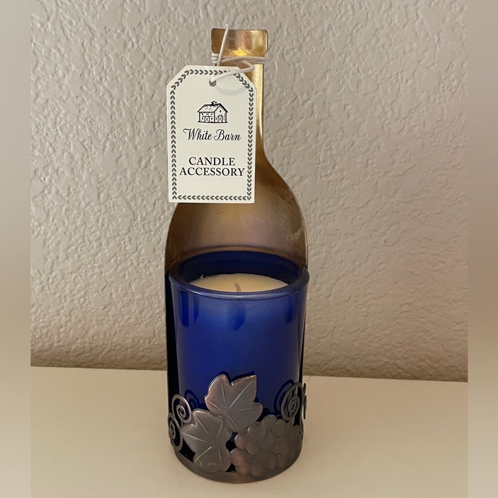 White Barn Bottle Candle Holder with Lavender Vanilla Candle